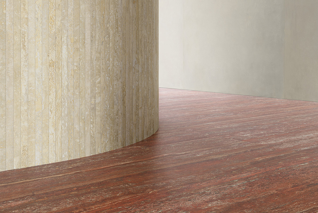I TRAVERTINI ROSSO VEIN CUT / BEIGE LISTELLO TRATTO