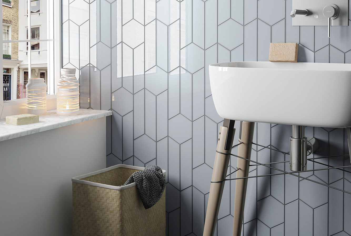 CHEVRON WALL SKY BLUE