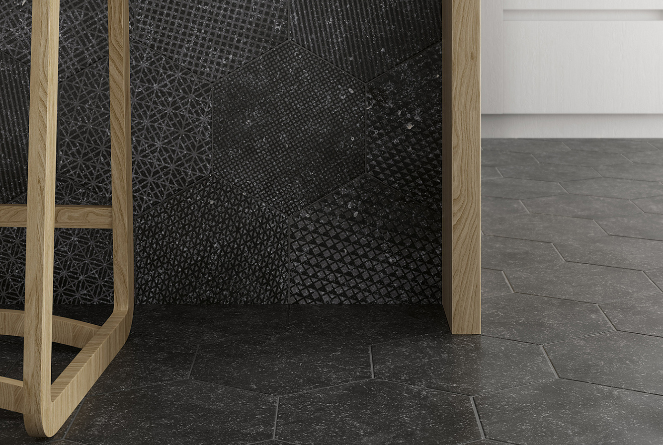 CORALSTONE HEXAGON BLACK / HEXAGON MELANGE BLACK